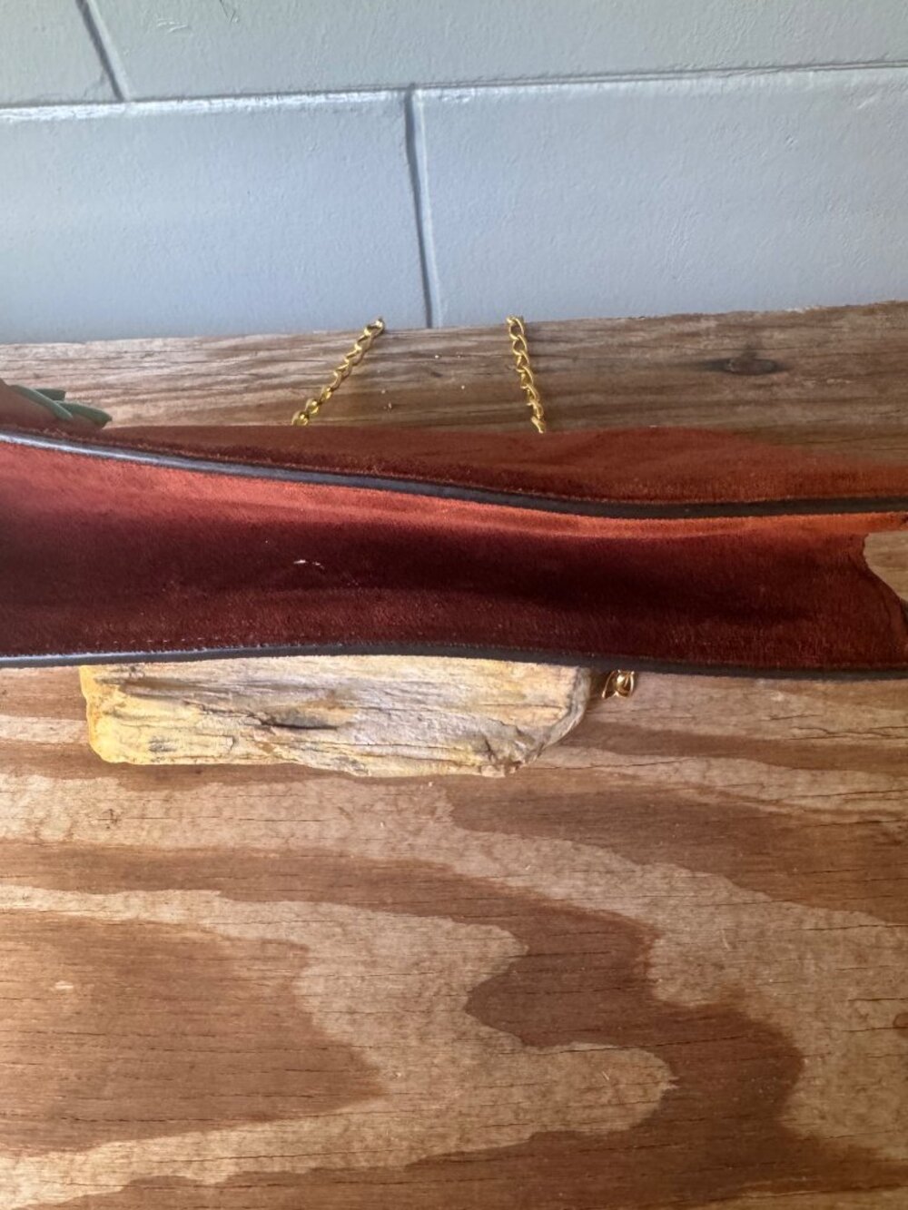 Lancel Paris Suede Shoulder Bag Vintage Colorblock Blue Brown Gold Chain Purse - Picture 9 of 9